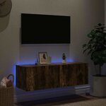 vidaXL Meuble TV mural avec lumières LED chêne fumé 100x35x31 cm
