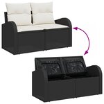 Canapés de Jardin 9 Pièces avec Coussins Noir Poly Rattan Acacia