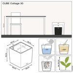 LECHUZA Jardinière CUBE Cottage 30 ALL-IN-ONE Moka