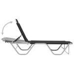 vidaXL Chaise longue aluminium et textilène noir