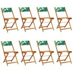 vidaXL Chaises de jardin pliantes lot de 8 vert tissu et bois massif
