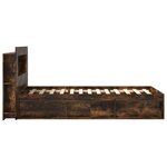 vidaXL Cadre de lit avec rangement Chêne fumé 90 x 190 cm