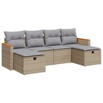 vidaXL Salon de jardin avec coussins 6 Pièces beige résine tressée