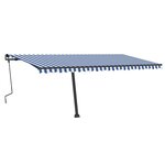 vidaXL Auvent manuel rétractable avec LED 500x350 cm Bleu et blanc