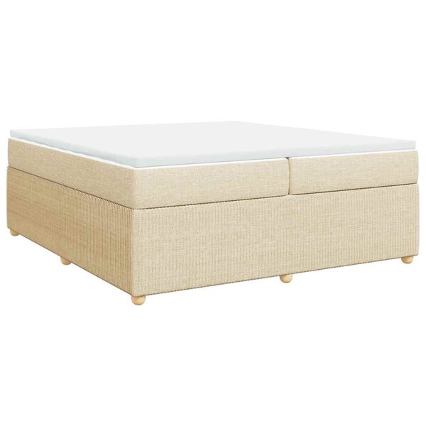 vidaXL Sommier à lattes de lit avec matelas Crème 200x200 cm Tissu