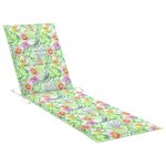 vidaXL Chaise longue avec coussin à motif de feuilles Teck solide