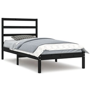 vidaXL Cadre de lit sans matelas noir 100x200 cm bois massif de pin