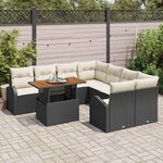 vidaXL Ensemble de canapé de jardin 9 Pièces Noir Poly rotin
