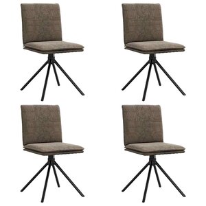 vidaXL Chaises à manger lot de 4 gris foncé similicuir daim