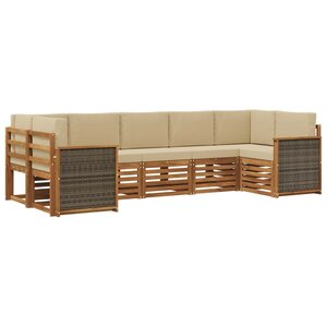 vidaXL Ensemble de canapé d'angle avec coussin 6 Pièces Naturel
