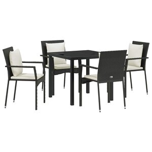 vidaXL Ensemble de salle à manger pour jardin 5 Pièces Noir polyrotin