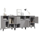 vidaXL Buffets 3 Pièces sonoma gris 60x35x70 cm bois d'ingénierie