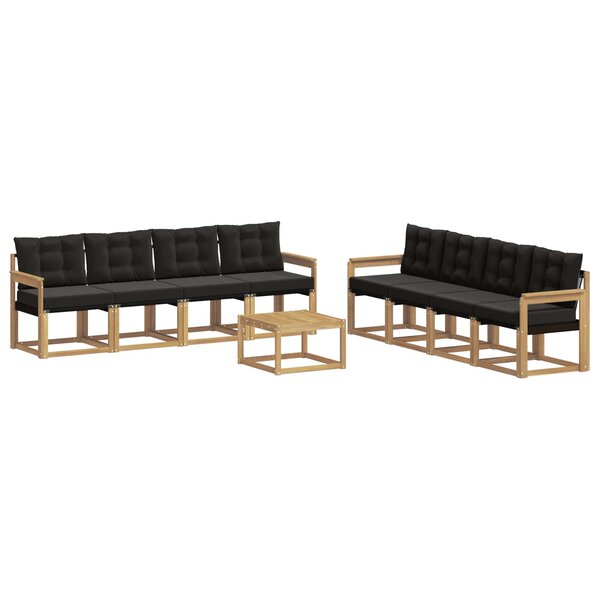 vidaXL Ensemble de canapés d'extérieur 9 Pièces Blanc et noir
