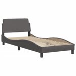 vidaXL Cadre de lit avec lumières LED gris 90x200 cm similicuir