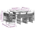 vidaXL Ensemble à manger de jardin et coussins 9 Pièces marron poly rotin