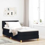 vidaXL Lit à ressorts avec matelas Noir et Blanc 90 x 200 cm tissu