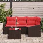 vidaXL Ensemble de Canapés avec coussin 5 Pièces Marron polyrotin