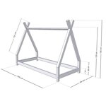 Lit tipi enfant NAKANA 90 x 190 rose pastel