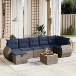 vidaXL Salon de jardin 8 Pièces avec coussins gris résine tressée