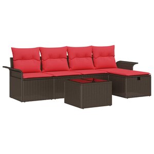 vidaXL Ensemble de canapé de jardin 6 Pièces Marron Poly rotin