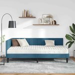 vidaXL Cadre de lit d'angle avec matelas Bleu 90 x 190 cm Velours