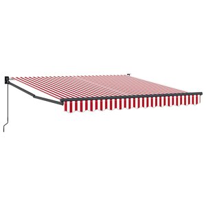 vidaXL Auvent Rétractable Rouge et blanc 350 x 250 cm tissu
