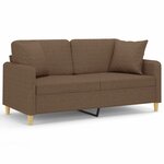vidaXL Canapé 2 places avec oreillers décoratifs marron 140 cm tissu