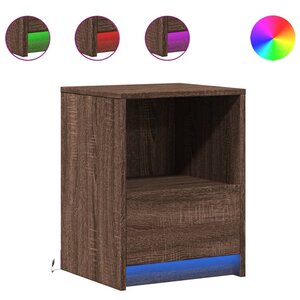 vidaXL Armoire de chevet et lumières LED chêne marron bois ingénierie