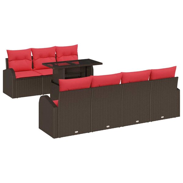 vidaXL Ensemble de canapé de jardin 8 Pièces Marron Poly Rattan