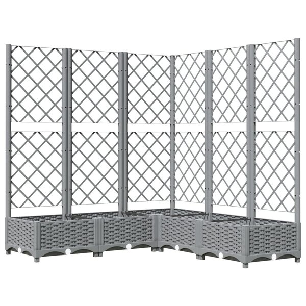 vidaXL Jardinière avec treillis Gris clair 120x120x121 5 cm PP