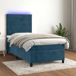 vidaXL Sommier à lattes de lit matelas LED Bleu foncé 90x200cm Velours