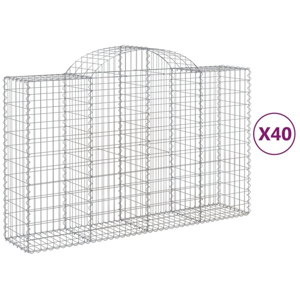 vidaXL Paniers à gabions arqués 40 Pièces 200x50x120/140 cm Fer galvanisé
