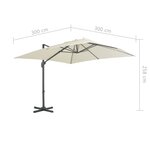 vidaXL Parasol de jardin déporté avec mât en aluminium 300 x 300 cm Sable