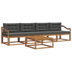 vidaXL Ensemble de canapés d'extérieur 5 Pièces Naturel et Anthracite