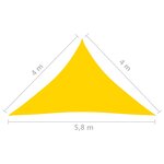 vidaXL Voile de parasol Tissu Oxford triangulaire 4x4x5 8 m Jaune