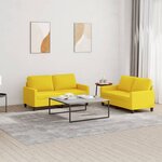 vidaXL Ensemble de canapés 2 Pièces avec coussins Jaune clair Tissu