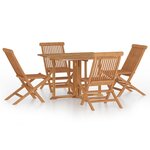 vidaXL Ensemble à manger d'extérieur pliable 5 Pièces Bois solide de teck