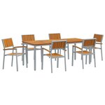 vidaXL Ensemble de salle à manger pour jardin 7 Pièces Gris et marron