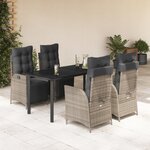 vidaXL Ensemble à manger de jardin 5 Pièces coussins gris résine tressée