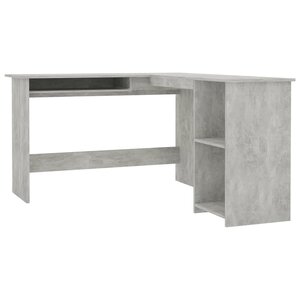 vidaXL Bureau d'angle en forme de L Gris Béton Bois d'ingénierie