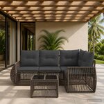 vidaXL Ensemble de canapé de jardin 5 pc Gris et Gris foncé polyrotin