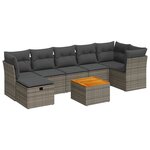vidaXL Salon de jardin 8 Pièces avec coussins gris résine tressée