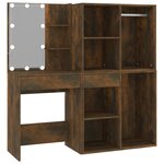 vidaXL Coiffeuse à LED avec armoires Chêne fumé Bois d'ingénierie