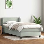 vidaXL Sommier à lattes de lit et matelas gris clair 90x220 cm velours