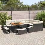 vidaXL Ensemble de canapé de jardin 12 Pièces Noir Poly rotin