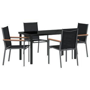 vidaXL Ensemble de salle à manger de jardin 5 pièces noir en Textilène et acier