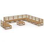 vidaXL Salon de jardin 12 Pièces marron miel bois de pin massif