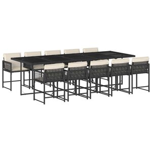 vidaXL Ensemble à manger de jardin 11 Pièces coussins noir résine tressée