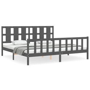vidaXL Cadre de lit sans matelas gris 200x200 cm bois massif de pin