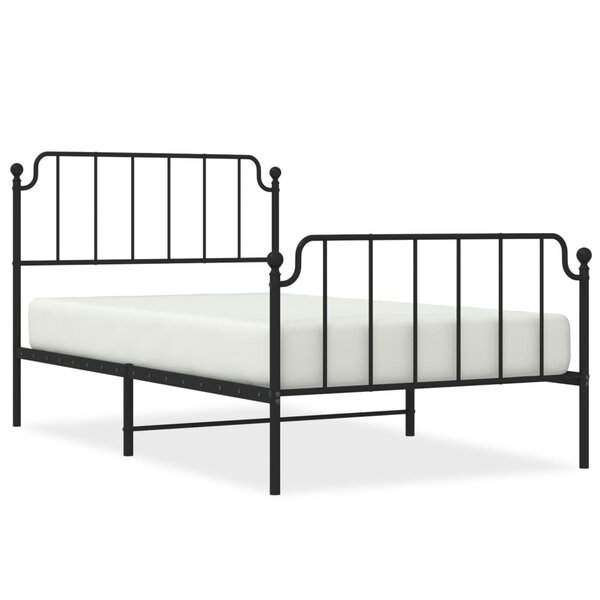 vidaXL Cadre de lit métal avec tête de lit/pied de lit noir 107x203 cm
